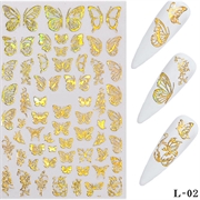 Holografiske sommerfugle stickers - Design 02 Guld